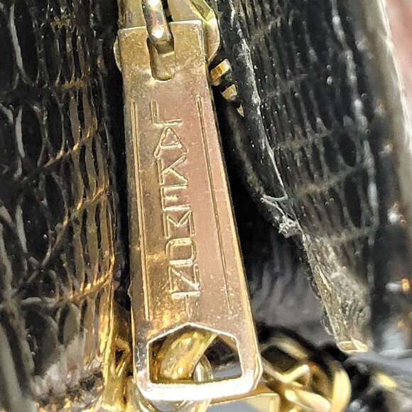 Vintage 80s Leather Satchel Bag Handle Large Purse Handbag Women Black Red Snake - Picture 11 of 16